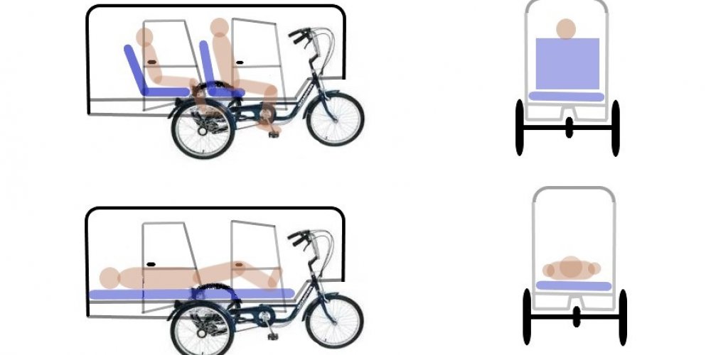 Tricycle for hikers, hunters, fishermen, ecologists and homeless