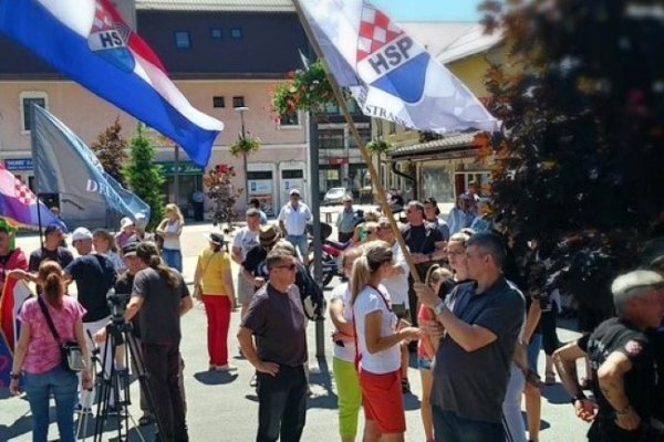 HSP održao protumigrantski prosvjed u Delnicama